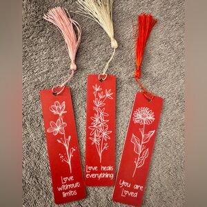 Set of 3 Handmade Engraved Love Bookmarks